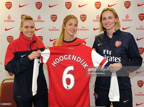 New Arsenal Ladies Signing Anouk Hoogendijk Poses With Arsenal