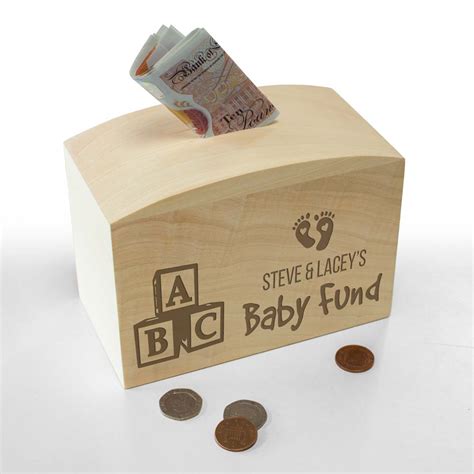 Personalised Wooden Money Box Baby Fund