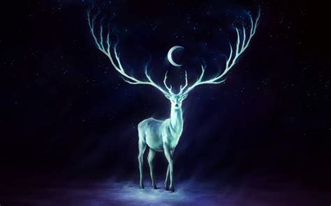 4k Deer Galaxy Digital Art Stags Neon Shapes Dark Angychan