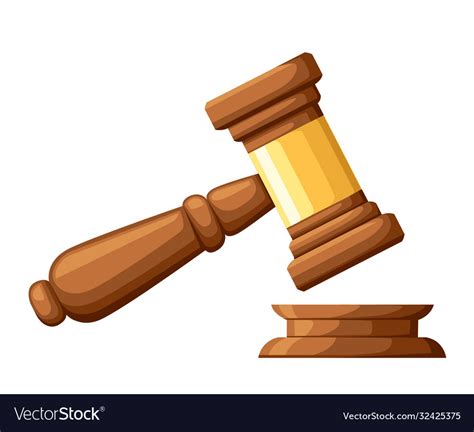Judge Wood Hammer Gavel In Cartoon Style Vector Image