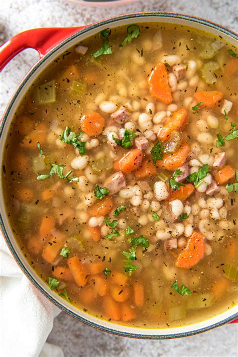 Add 1 cup diced fully cooked turkey ham with the remaining ingredients in step 2. Ham and Navy Bean Soup | Recipe | Navy bean soup, Ham ...