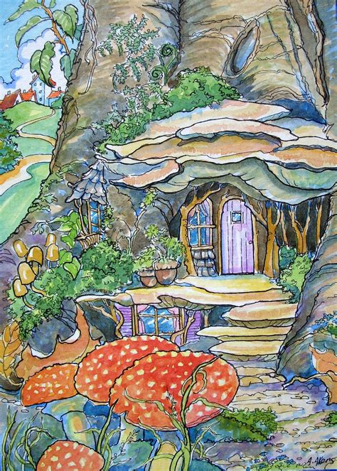 Fairy House Just Outside Of Town Cottage Art Storybook Art Fine Art