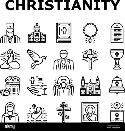 Christianity Religion Church Icons Set Vector Stock Vector Image And Art