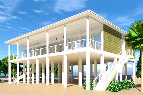 Modern Piling Loft Style Beach Home Plan Td Architectural Designs House Plans
