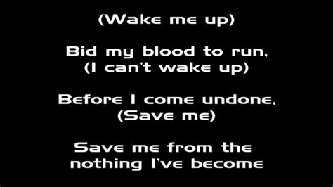 Evanescence Wake Me Up Inside Lyrics Youtube