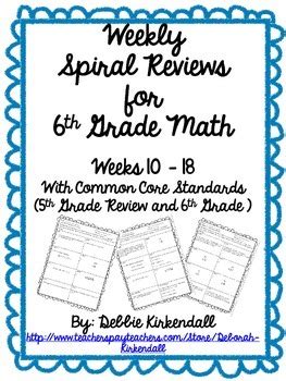 Math chimp has the best 6th grade math resources online. Sixth Grade Weekly Math Spiral Reviews (Weeks 10-18) by ...