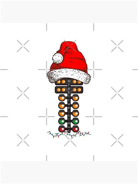 Merry Christmas Drag Racing Tree Santa Xmas Lights Racer Poster For