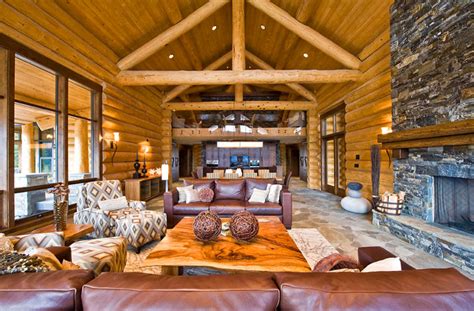 Ranch Log Home Rustic Living Room By Sitka Log Homes