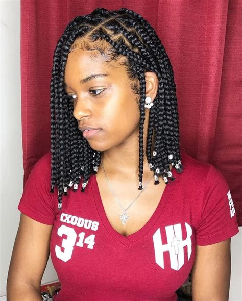 Jumbo Box Braids With Beads At The End The Plaits On Jumbo Box Braids Usually