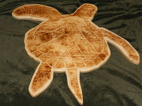 Wood Burned Art By Colleen Jess 2 Foot Wide Sea Turtle On Pine Sold