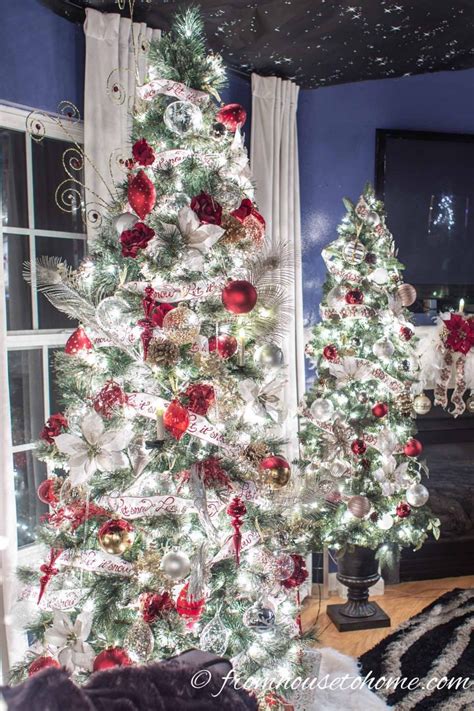 Young woman in sweater looking at tabby cat in bedroom. White, Red and Gold Christmas Home Decor Ideas (and 30 ...