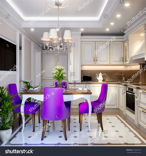 Elegant Modern Classic Kitchen Interior Design Stock Illustration