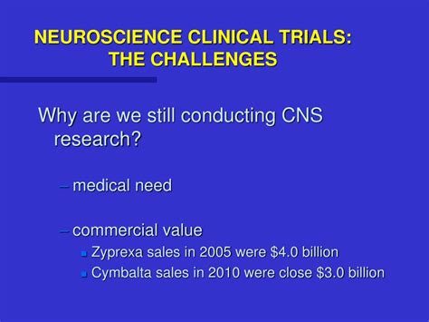 Ppt Challenges With Conducting Clinical Trials With Drugs Affecting The Cns Powerpoint