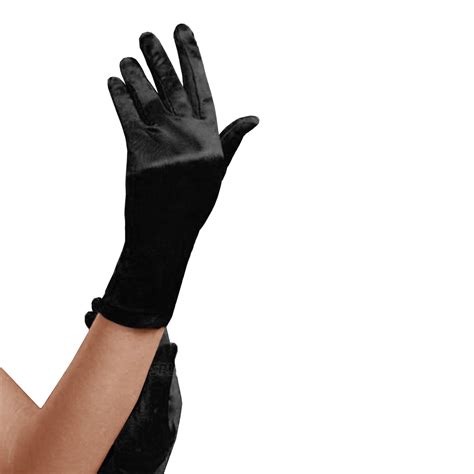 short black satin gloves