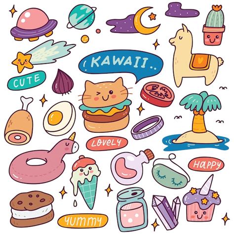 Premium Vector Set Of Kawaii Icons