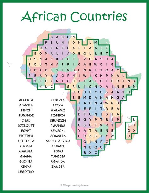 Africa Geography Bundle Word Search Puzzle Worksheet Activities