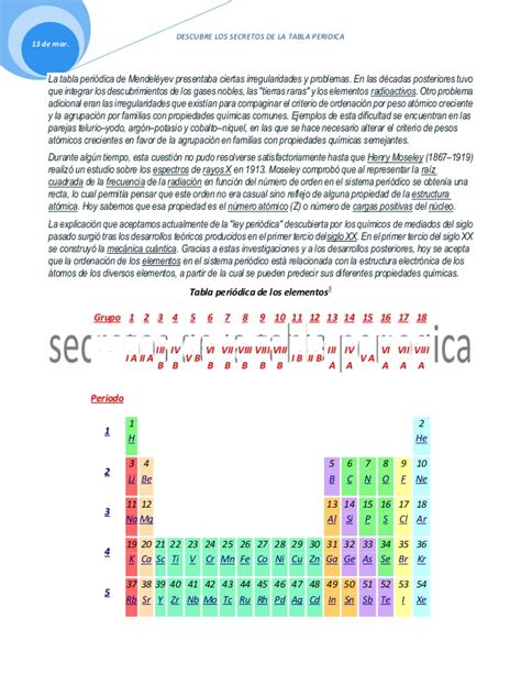 Secretos De La Tabla Periodica 10°d