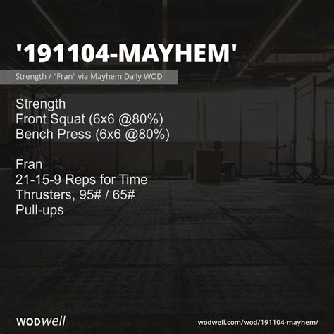 Strengthfran Workout Mayhem Daily Wod Aka 191104 Mayhem