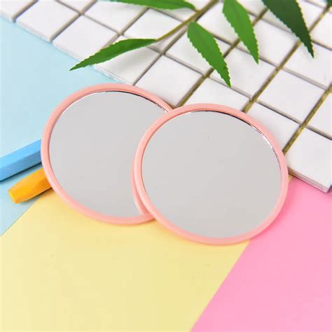 1pcs Cute Portable One Sided Mini Pocket Makeup Mirror Cosmetic Compact Metal Mirrors Color