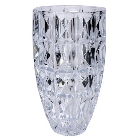 Heavy Vintage Retro Crystal Cut Glass Flower Vase Large 24cm Tall 13cm Diameter Ebay