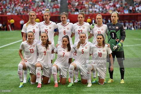 The Switzerland Team Pose For A Team Photo Ahead Of The Fifa Womens