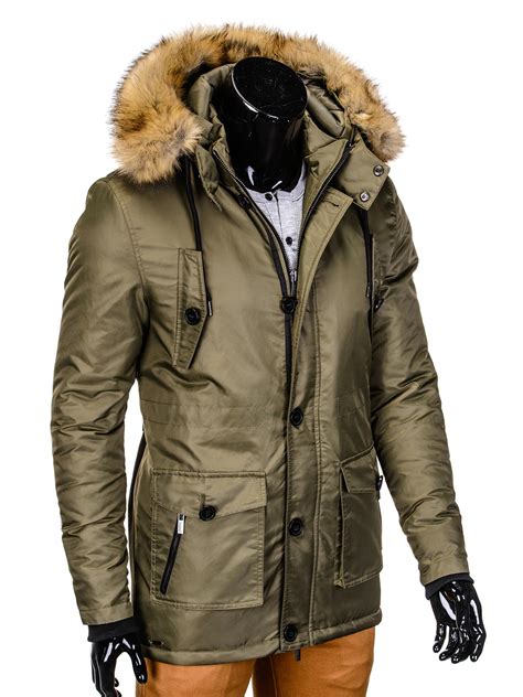 Mens Winter Parka Jacket Olive C303 Modone Wholesale Clothing