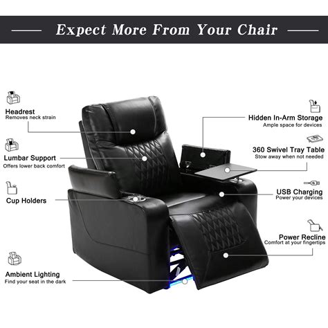 Buy Electric Recliner Chair With Usb Charge Port 360 Swivel Tray Table