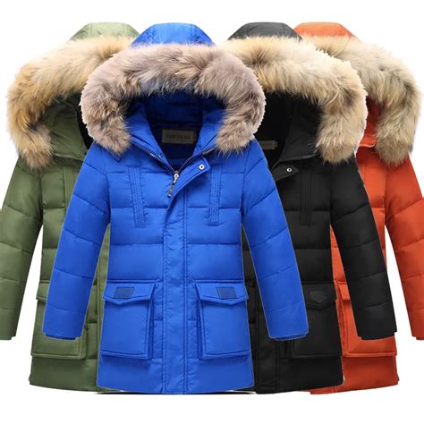 2017 Brand Childrens Real Duck Down Jacketscoats Parkas Fur Big Boy