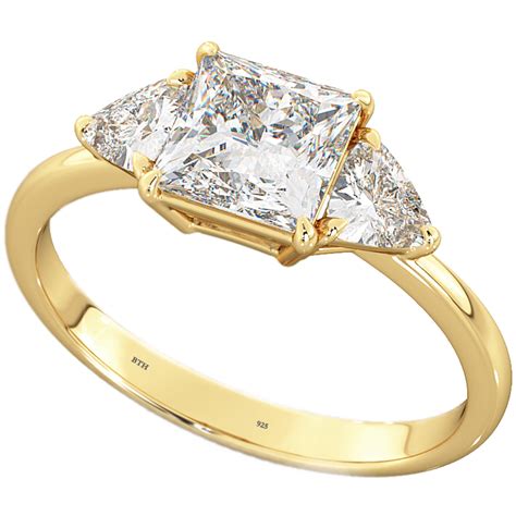 Trillion Cut 3 Stone Cubic Zirconia Engagement Ring