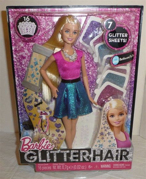 Details About 2014 Glitter Hair Barbie Doll Mattel Includes 7 Glitter Sheets New Sealed