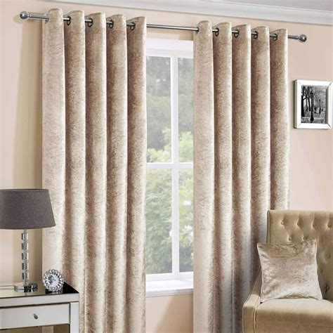Homescapes Champagne Crushed Velvet Lined Curtain Pair 90 X 90 Inch