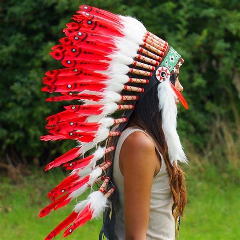 Red Indian Headdress 90cm Indian Headdress Novum Crafts