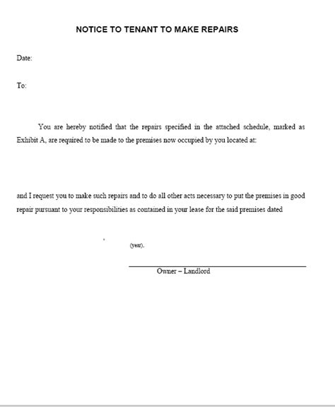 Printable Sample Tenant Day Notice To Vacate Form Lettering Being