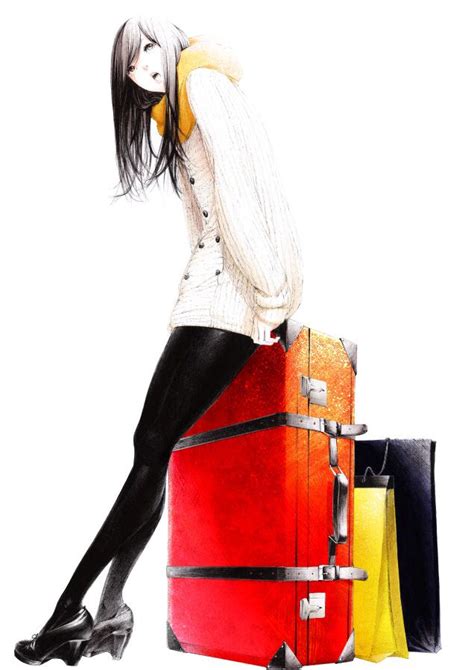 Yukon Kuradio Illustration Girl With Luggage Anime Girls Manga Girl