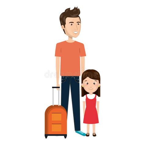 与女儿卡通人物的父亲旅行 向量例证 插画 包括有 飞行 信息 动画片 女儿 等候 现有量 航空 143140966