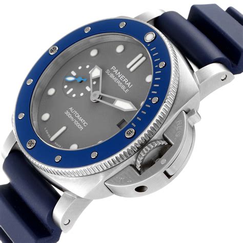Panerai Luminor Submersible Grey Dial Steel Mens Watch Pam00959 Unworn