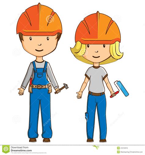 Two Cartoon Style Workers Stock Vector Image 41010310
