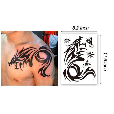 Tribal Dargon Totem Temporary Tattoos Totem Full Sleeve Tattoo Sticker Big Fake Dragon Tattoo