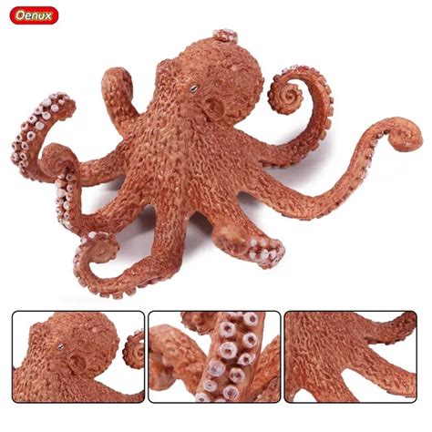 Oenux High Quality Sea Life Animals Octopus Model Toy Simulation Solid
