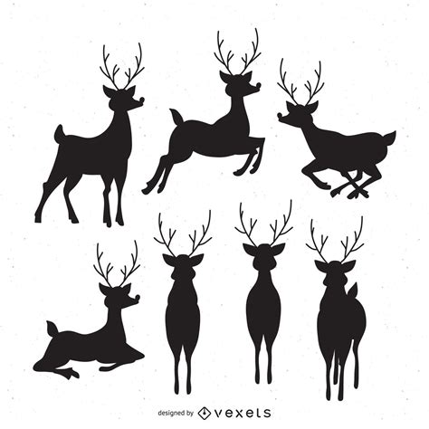7 Deer Silhouettes Set Vector Download