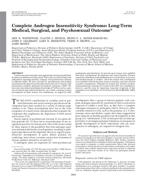 Pdf Complete Androgen Insensitivity Syndrome Long Term Medical Surgical And Psychosexual