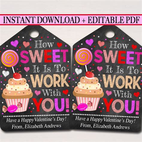 Valentines Day Coworker Favor Tags Company Staff Appreciation Labels Printable Instant