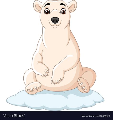 Cartoon Polar Bear Sitting On Ice Floe Royalty Free Vector