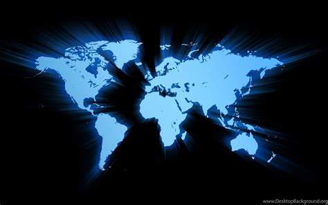 Black Blue World Map Of The Wallpapers For Pc Desktop