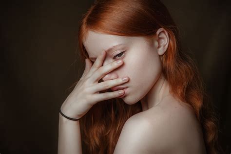 Women Model Redhead Face Portrait Hand Wallpaper Girls