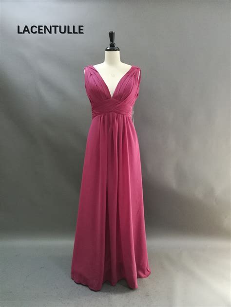 V Neck Floor Length Empire Waist Wedding Guest Dress Long Evening Gowns With V Back In Evening