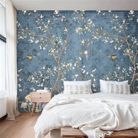 Chinoiserie Wallpaper Mural Peel And Stick Removable Wall Etsy