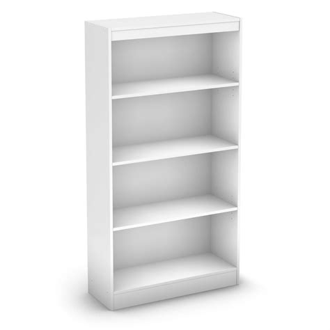 White 4 Shelf Bookcase With 2 Adjustable Shelves 4 Shelf Bookcase