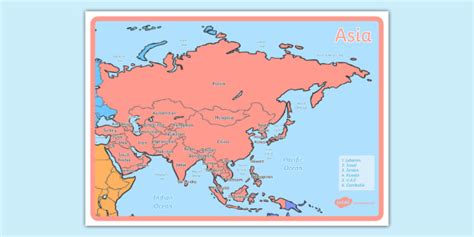 Continents Of The World Asia Teacher Made