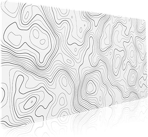 Topographic Map Large Mouse Pad Xxl White Lines Contour Geographic